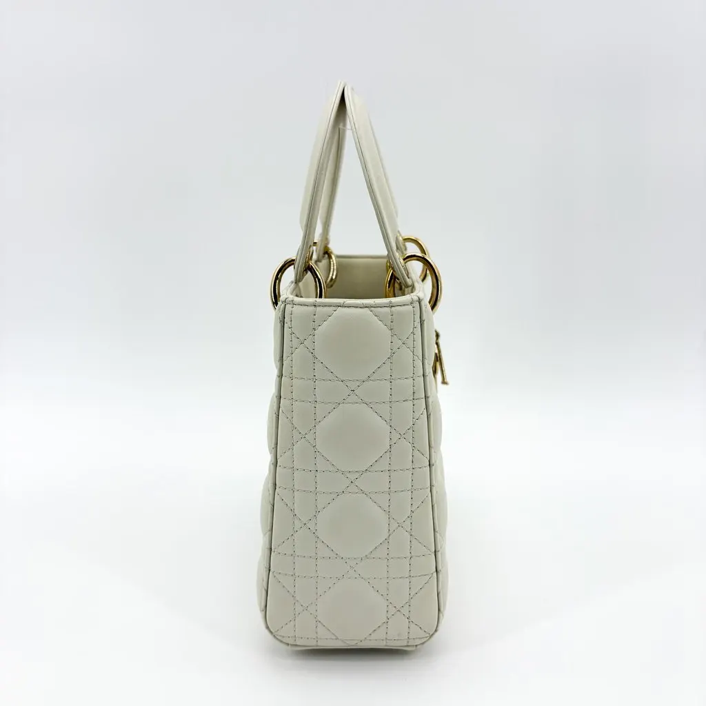 Dior Lady Dior Small Bag Latte Lambskin Gold Hardware Gold Leather Very good - Box View