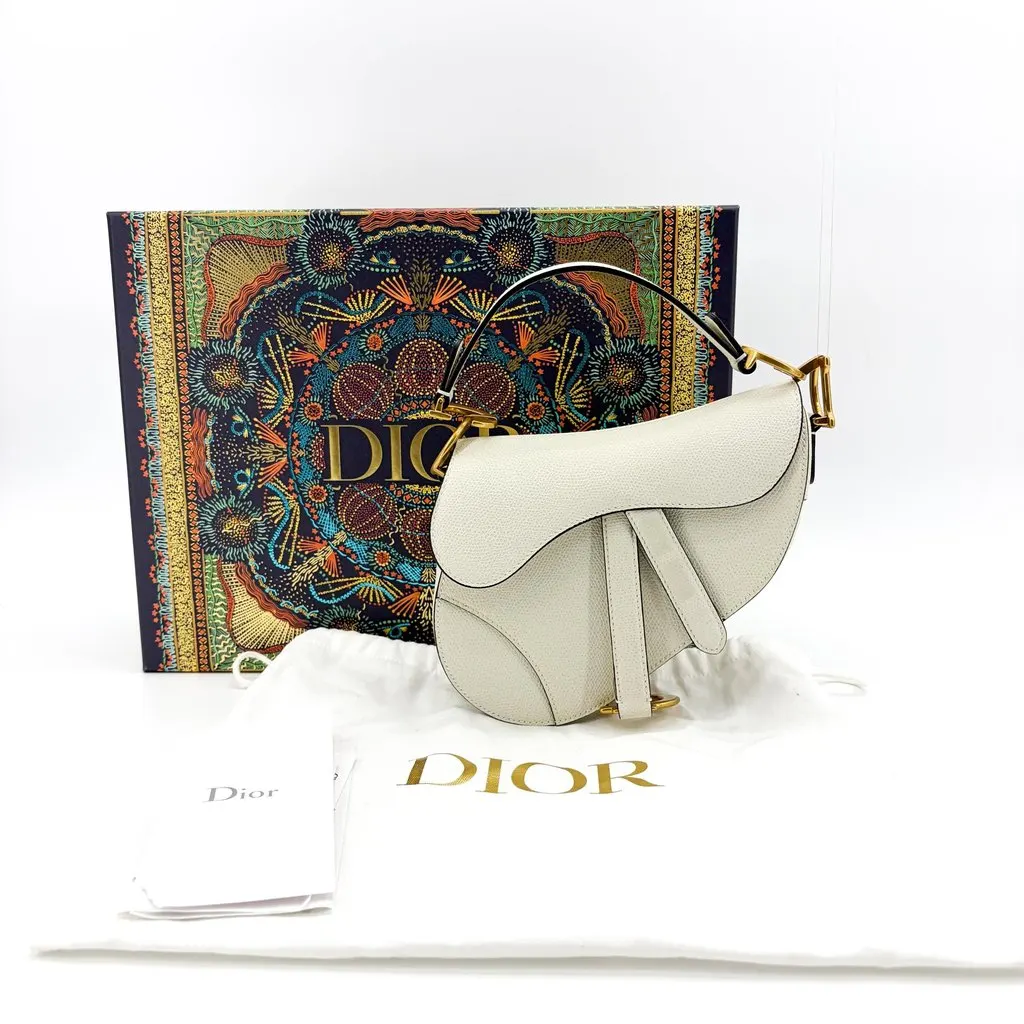 Dior Saddle Bag Latte Grain Gold Hardware + Separate Strap Gold Leather Very good - Inside View