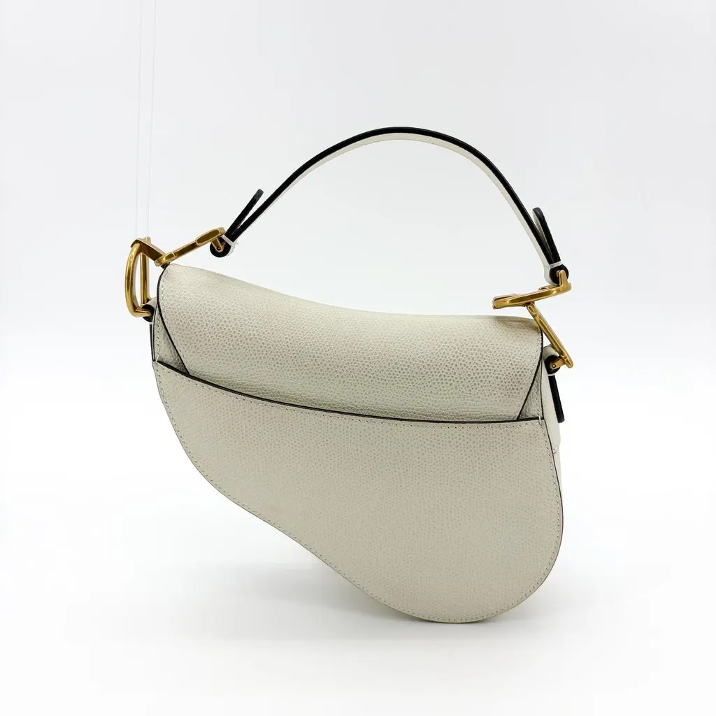 Dior Saddle Bag Latte Grain Gold Hardware + Separate Strap Gold Leather Very good - Model View