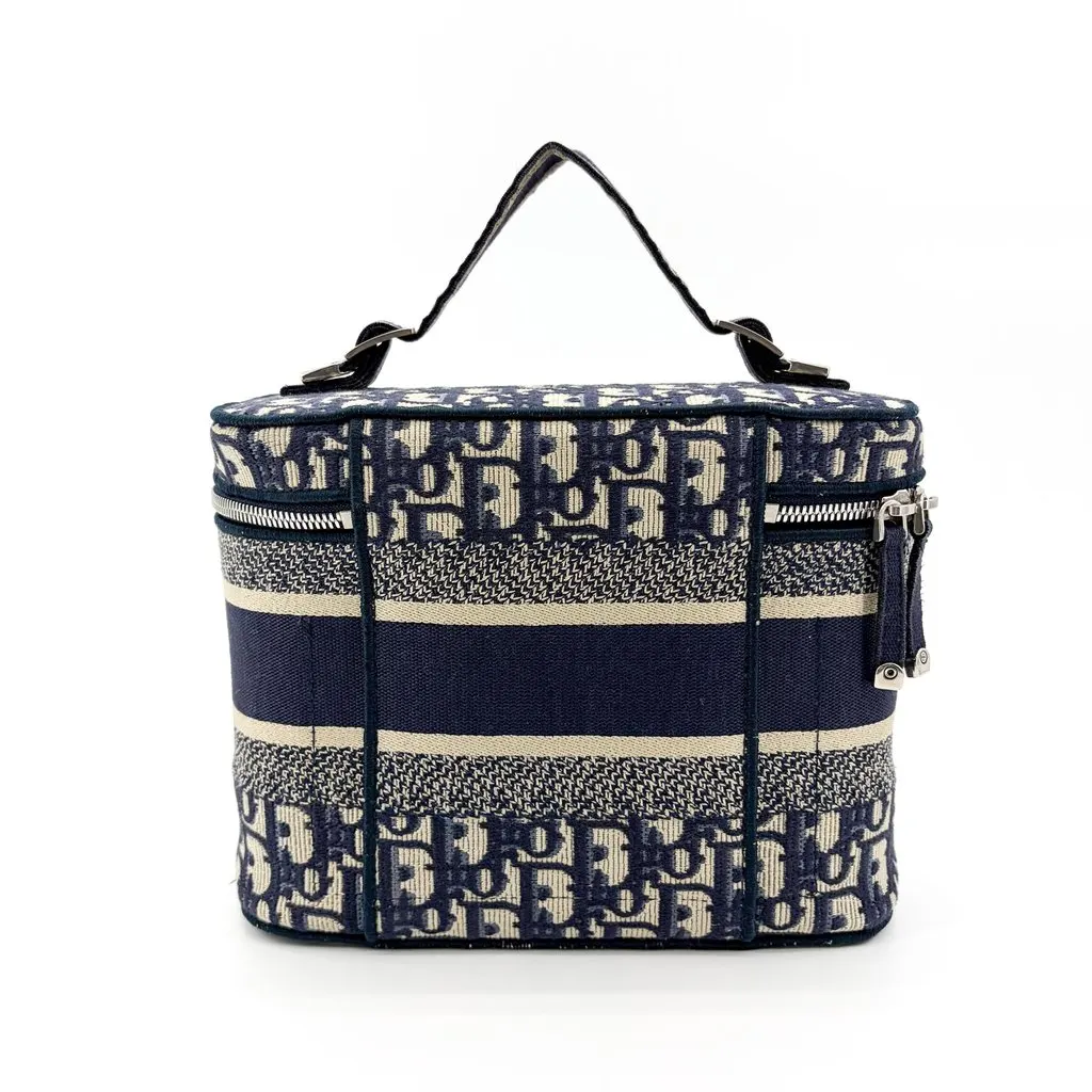 Dior Small Dior Travel Vanity Case Blue Oblique Beige Canvas Good - Inside View