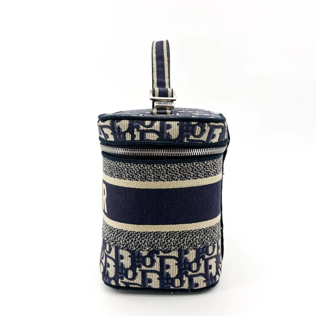 Dior Small Dior Travel Vanity Case Blue Oblique Beige Canvas Good - Model View