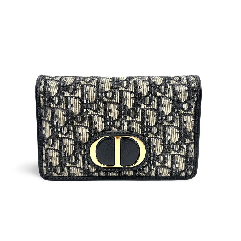 Dior 30 Montaigne Two-in-One Pouch Blue Dior Oblique Jacquard Beige Jacquard Very good - Front View