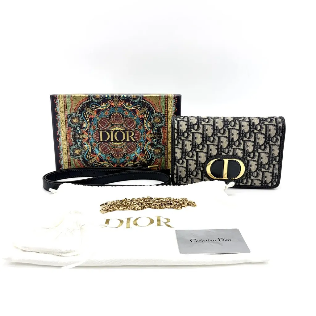 Dior 30 Montaigne Two-in-One Pouch Blue Dior Oblique Jacquard Beige Jacquard Very good - Back View