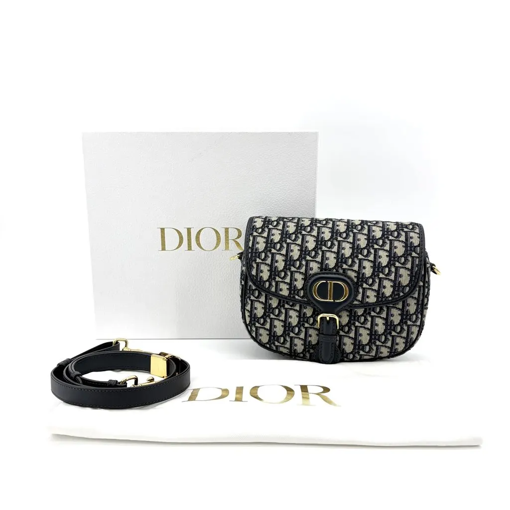 Dior Small Bobby Bag Blue Oblique Jacquard Beige Jacquard Very good - Back View