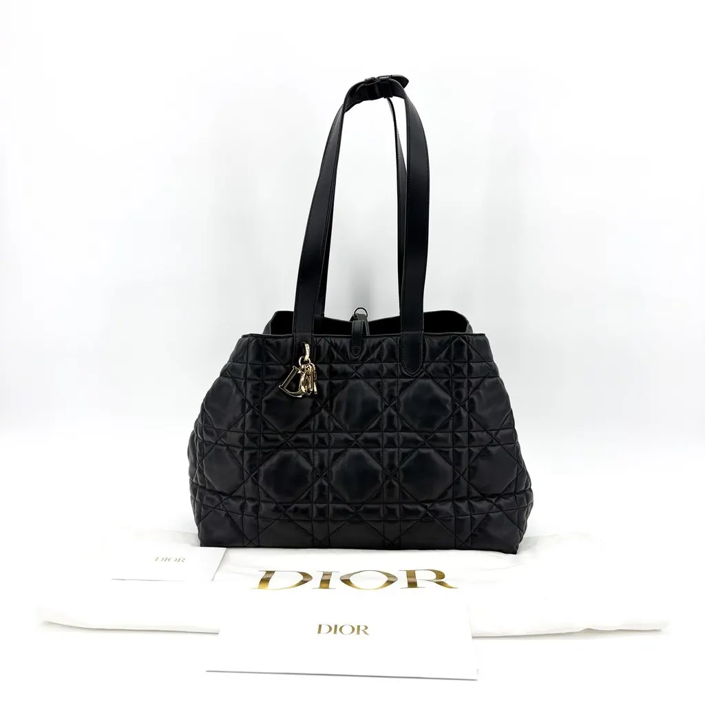 Dior Toujours Large Soft Shopper Bag Black Gold Hardware Black Leather Very good - Back View