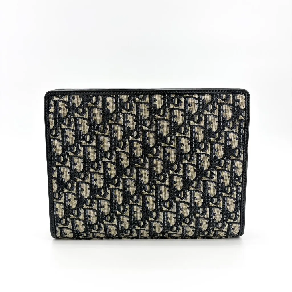 Dior 30 Montaigne Beauty Pouch Blue Oblique Jacquard Beige Jacquard Very good - Inside View