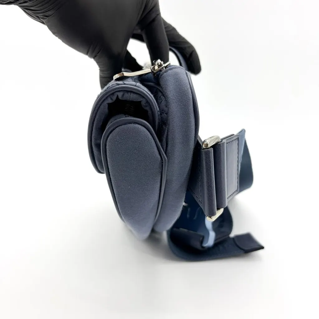 Dior Saddle Bag Navy Oblique Technical Fabric Blue Leather Very good - Model View