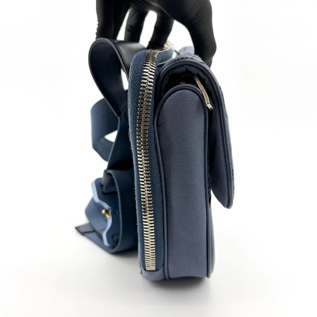 Dior Saddle Bag Navy Oblique Technical Fabric Blue Leather Very good - Box View