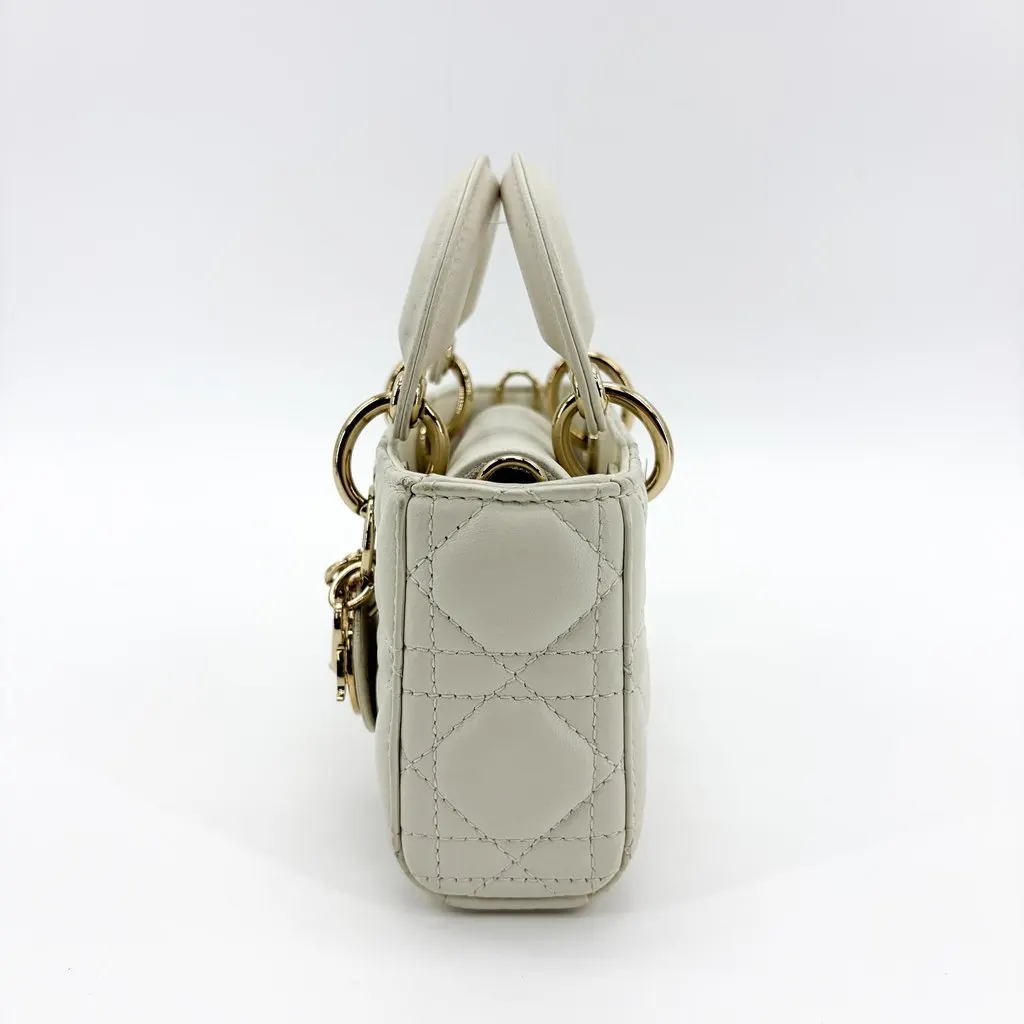 Dior Micro Lady Dejoy Back Latte White Leather Very good - Model View