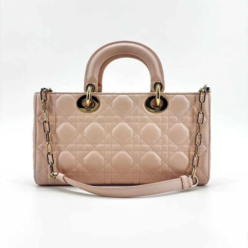 Dior Lady D-Joy Bag Medium Blush Cannage Lambskin Gold-Tone Hardware Beige Leather Very good - Inside View