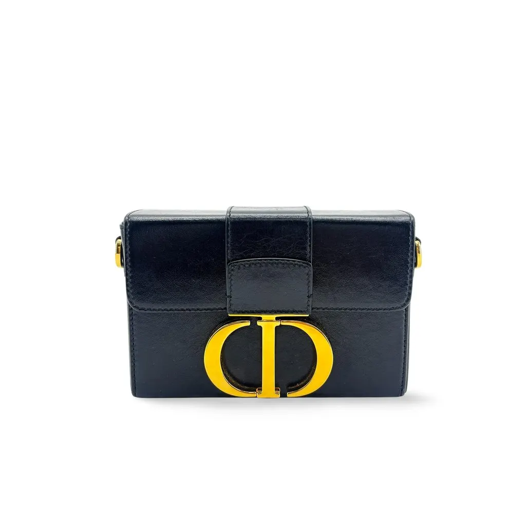 Dior 30 Montaigne Box Bag Black Gold Hardware Black Leather Very good - Front View