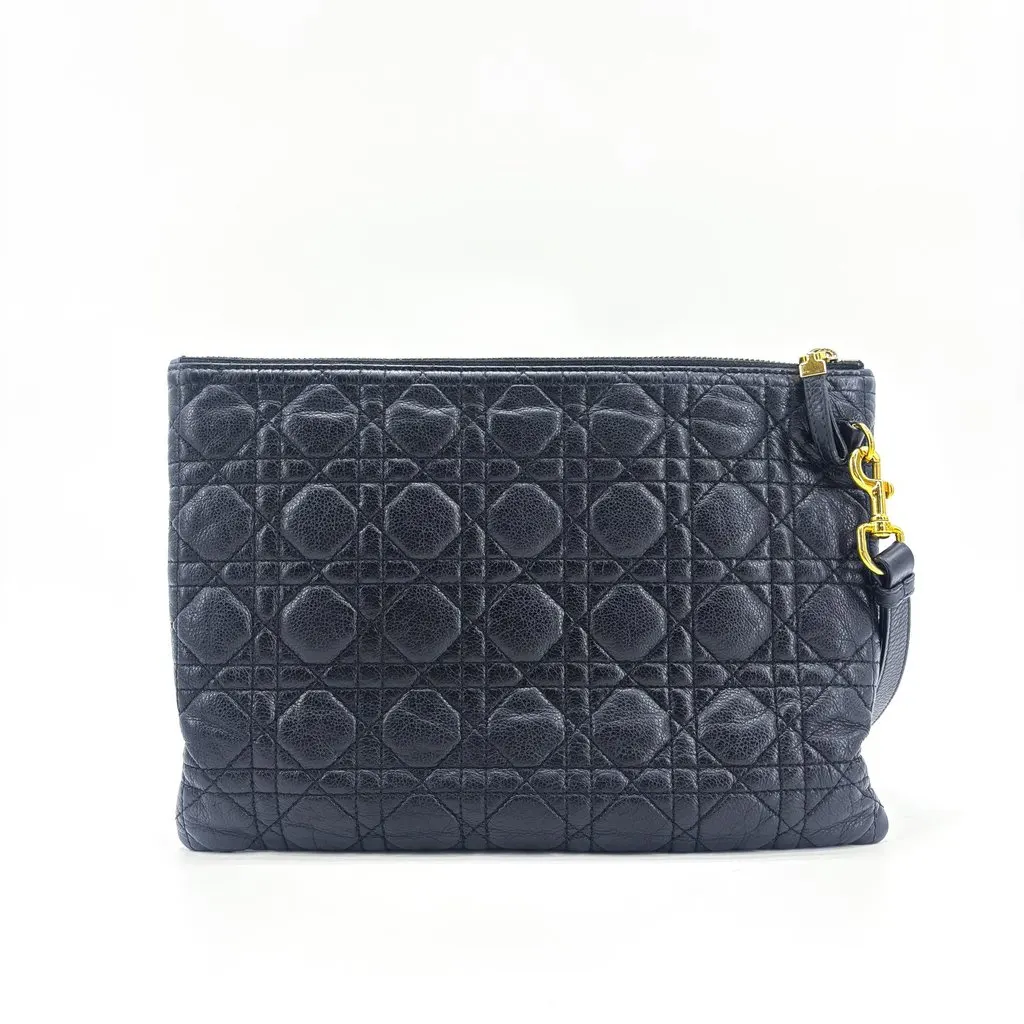 Dior Caro Daily Pouch Black Black Leather Very good - Inside View