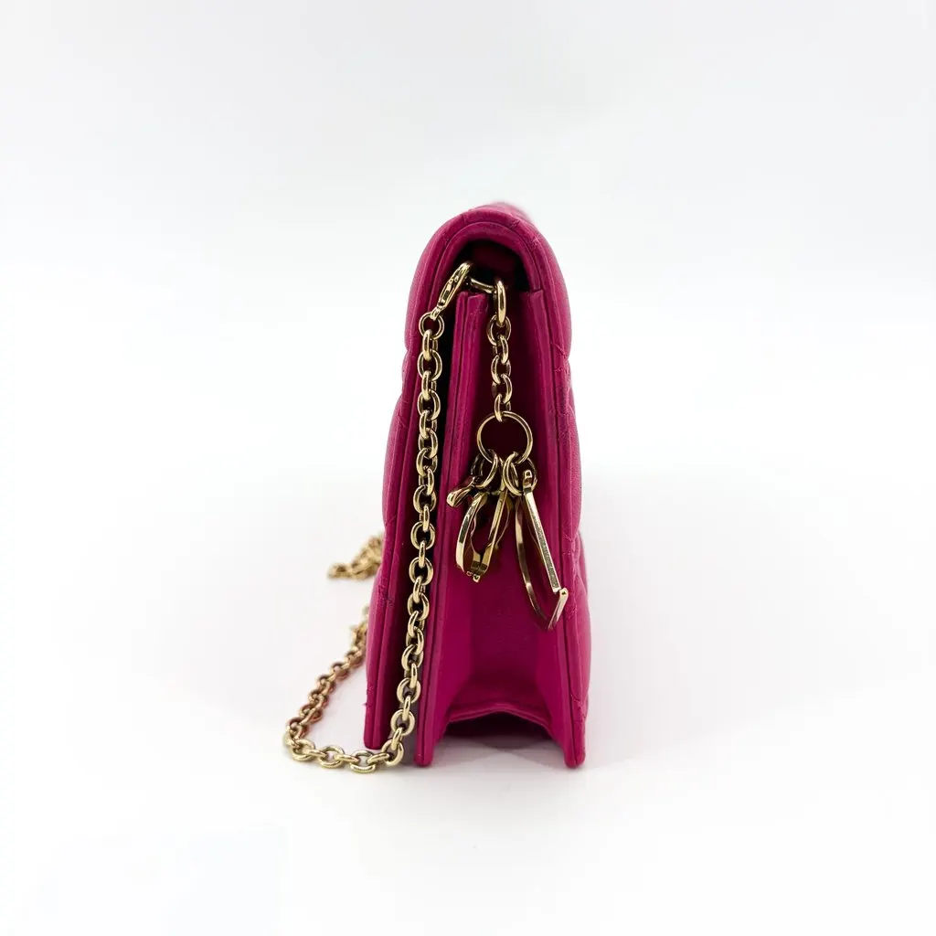Dior Lady Dior Chain Pouch Pink Pink Leather Good - Model View