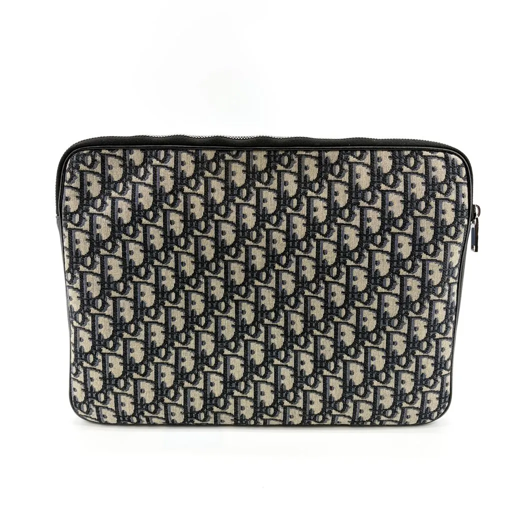 Dior Oblique A4 Document Holder Navy Beige Canvas Good - Inside View