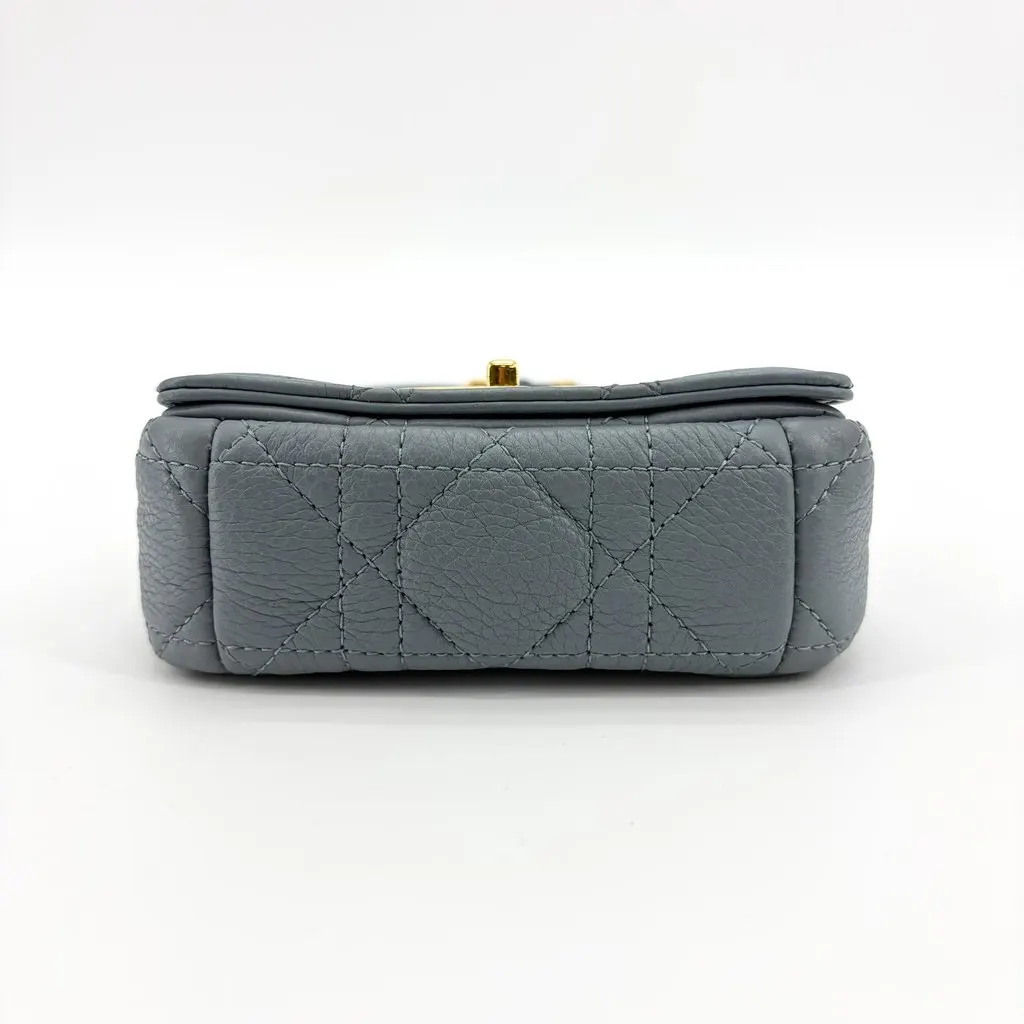 Dior Micro Caro Bag Grey Gold Hardware Gold Leather Good - Box View