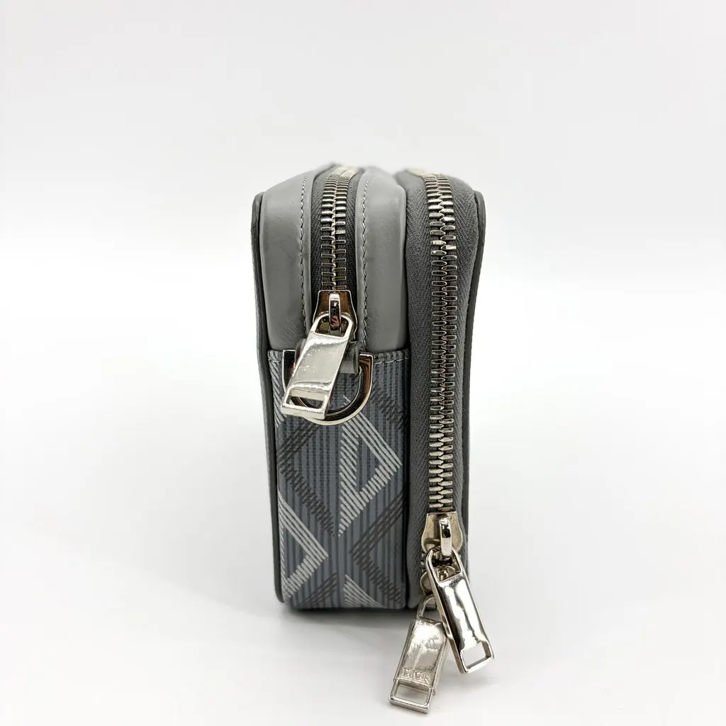 Dior CD Diamond Zipped Pouch Ruthenium Grey MultiColor Canvas Very good - Box View