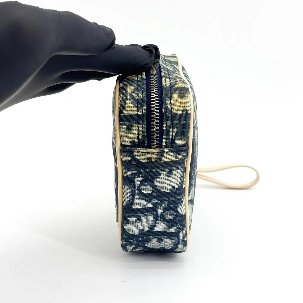 Dior Christian Dior Trotter No. 1 Wristlet Pouch Navy Beige Canvas Good - Inside View