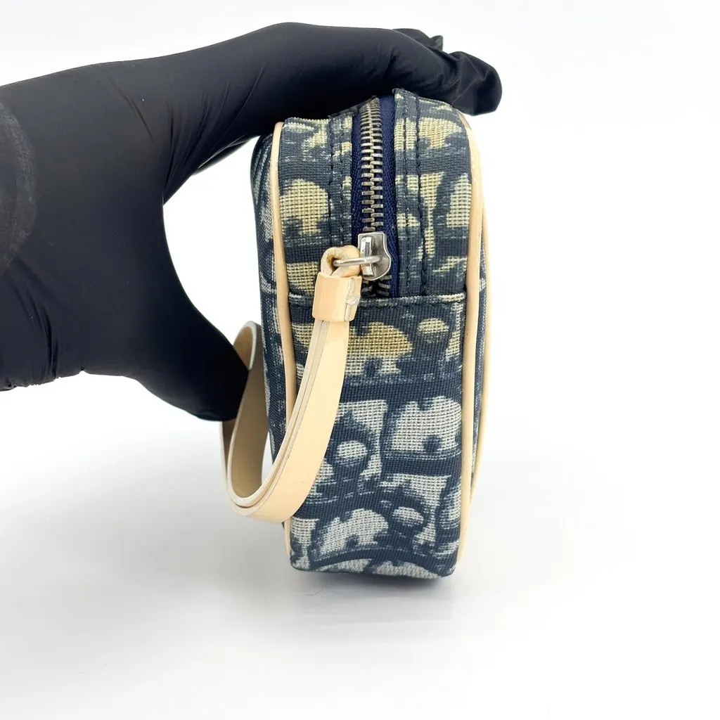 Dior Christian Dior Trotter No. 1 Wristlet Pouch Navy Beige Canvas Good - Model View
