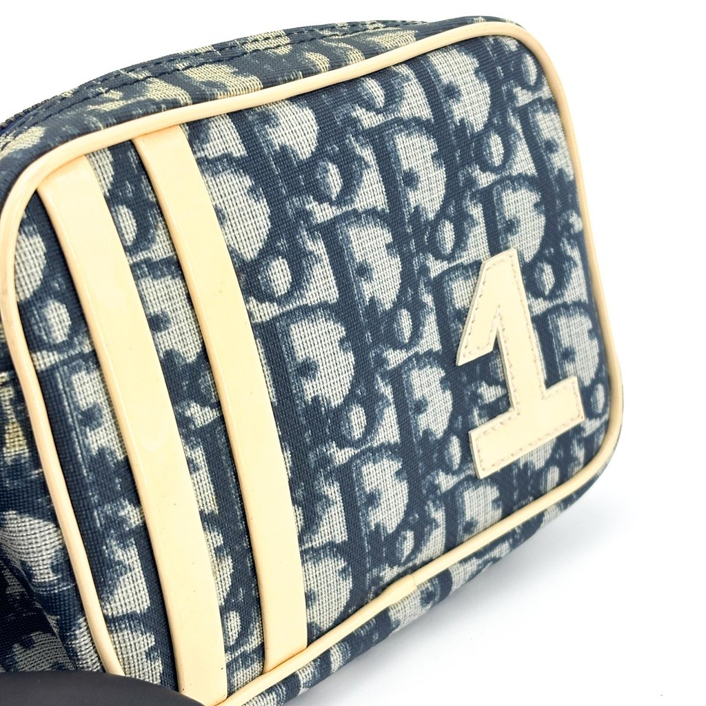 Dior Christian Dior Trotter No. 1 Wristlet Pouch Navy Beige