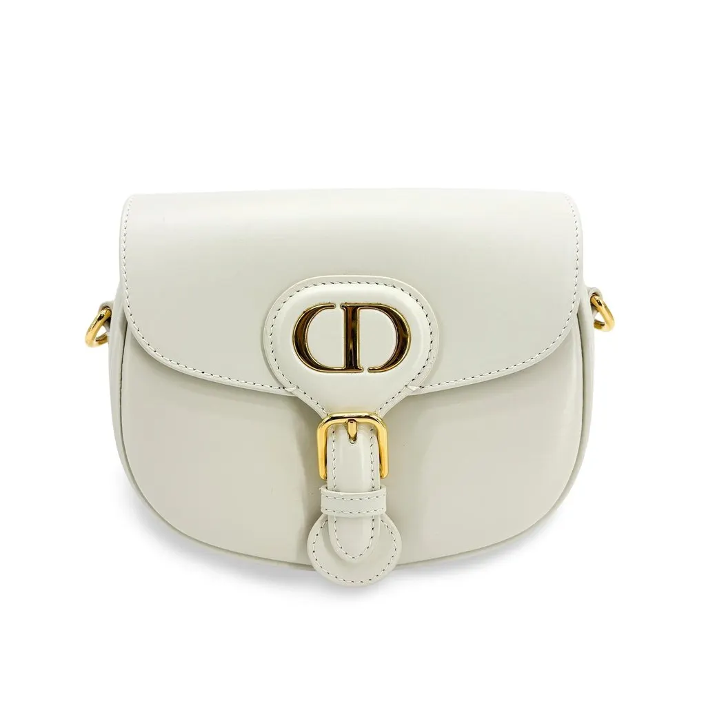 Dior Medium Bobby Bag Latte Box Calfskin White Leather Very good - Front View