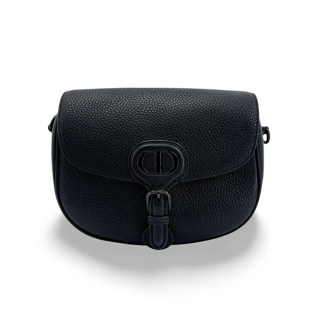 Dior Medium Bobby Bag Black Grained Calfskin Black Hardware Black Leather Very good - Front View