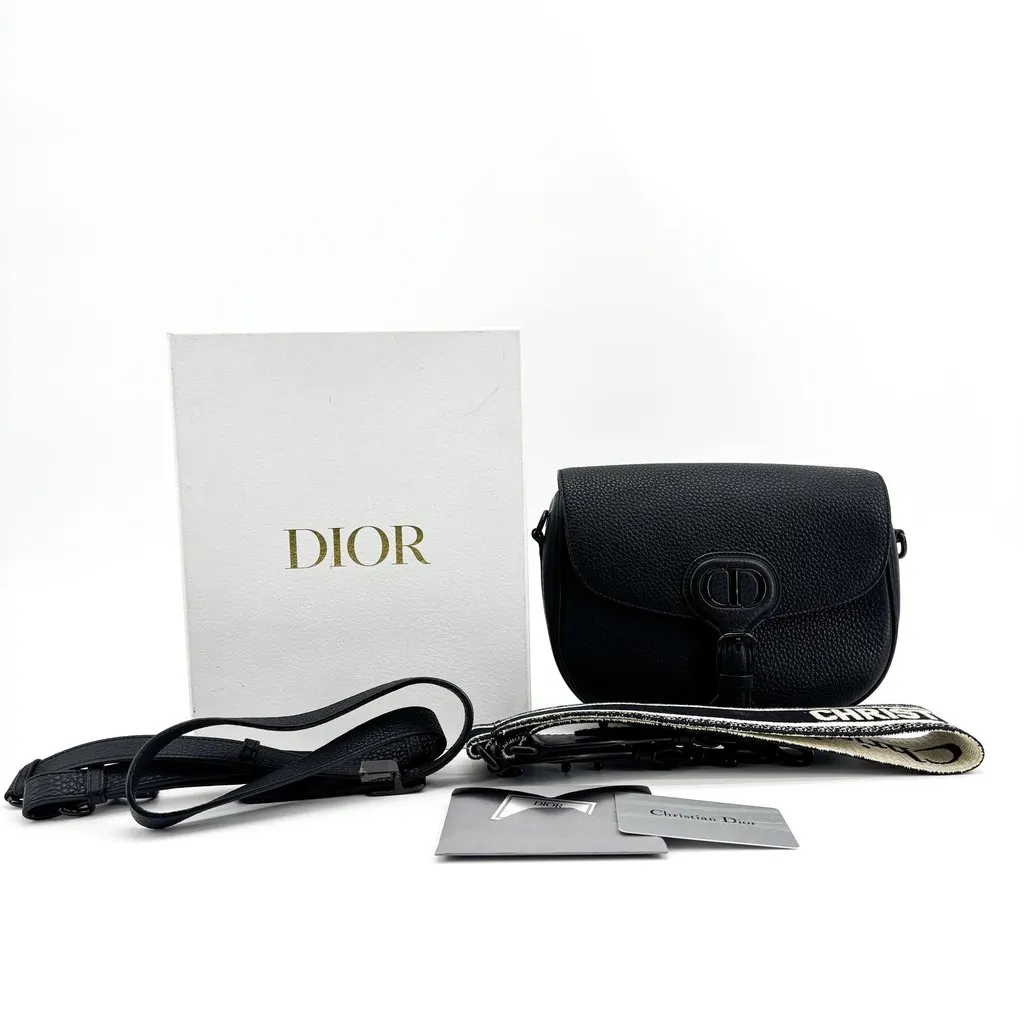 Dior Medium Bobby Bag Black Grained Calfskin Black Hardware Black Leather Very good - Back View