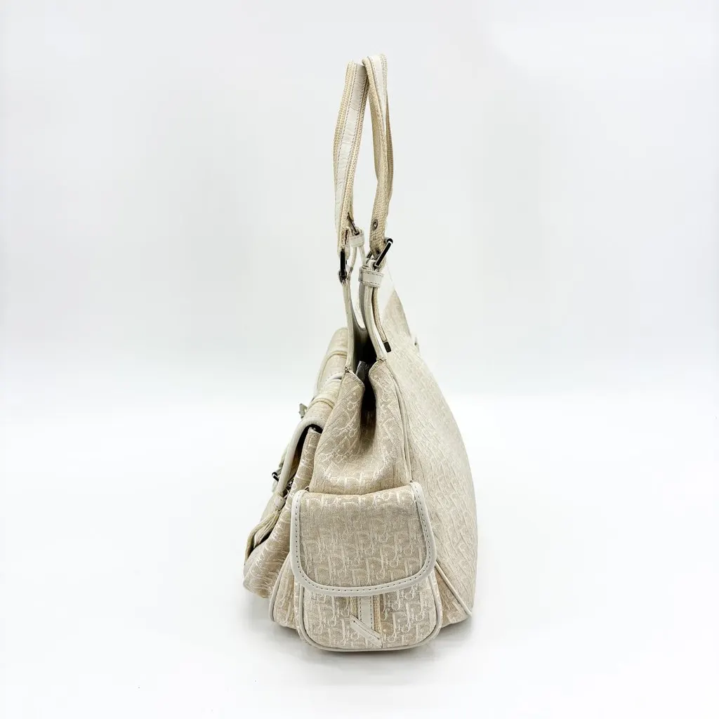 Dior Trotter Flight Shoulder Bag Ivory Beige Canvas Good - Inside View