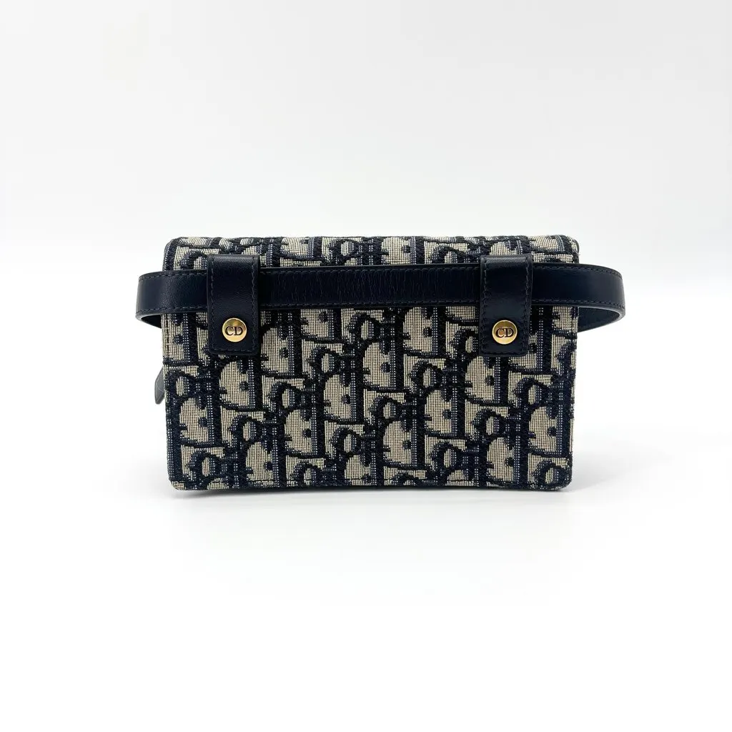 Dior Saddle Pouch Blue Oblique Jacquard Beige Jacquard Good - Inside View