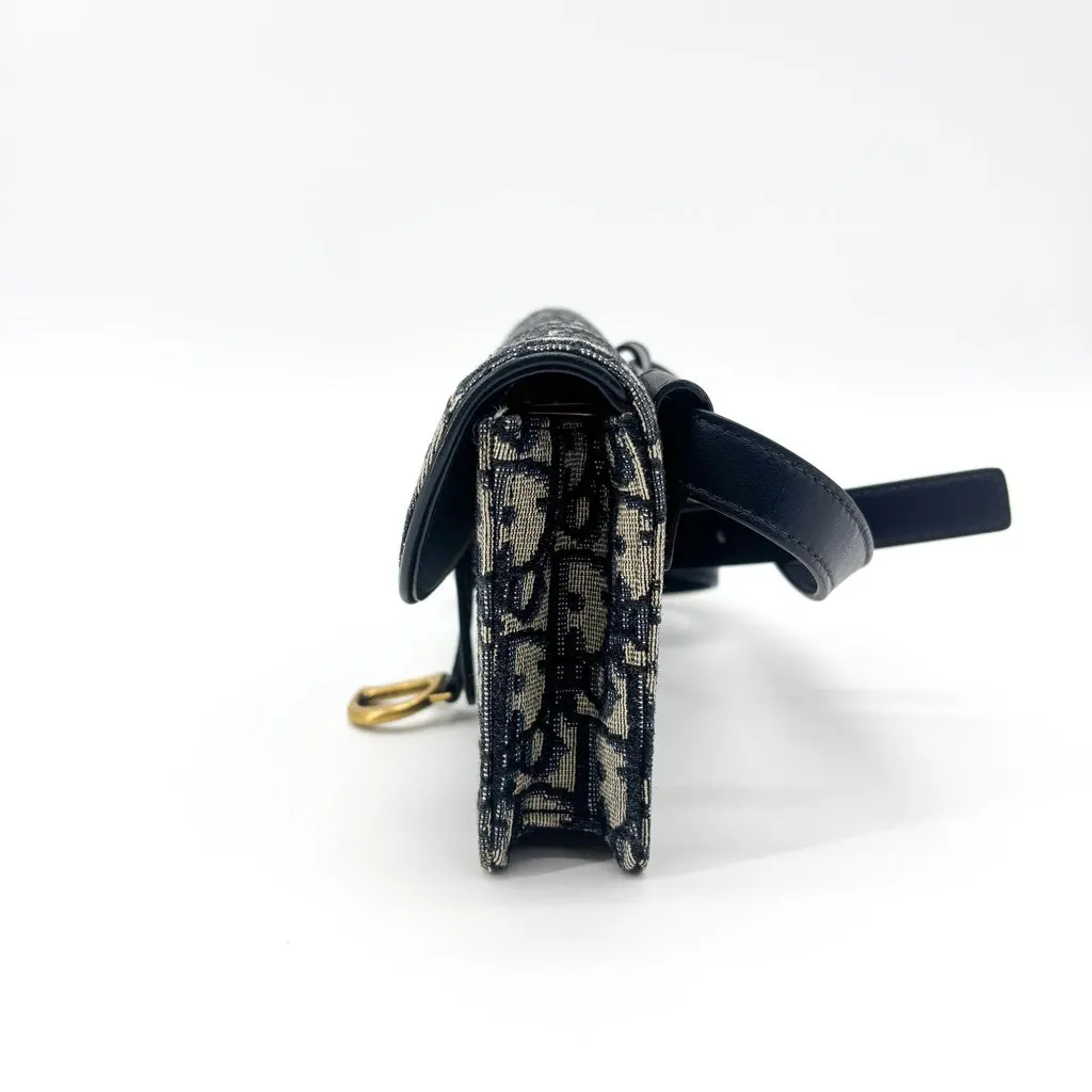 Dior Saddle Pouch Blue Oblique Jacquard Beige Jacquard Good - Box View