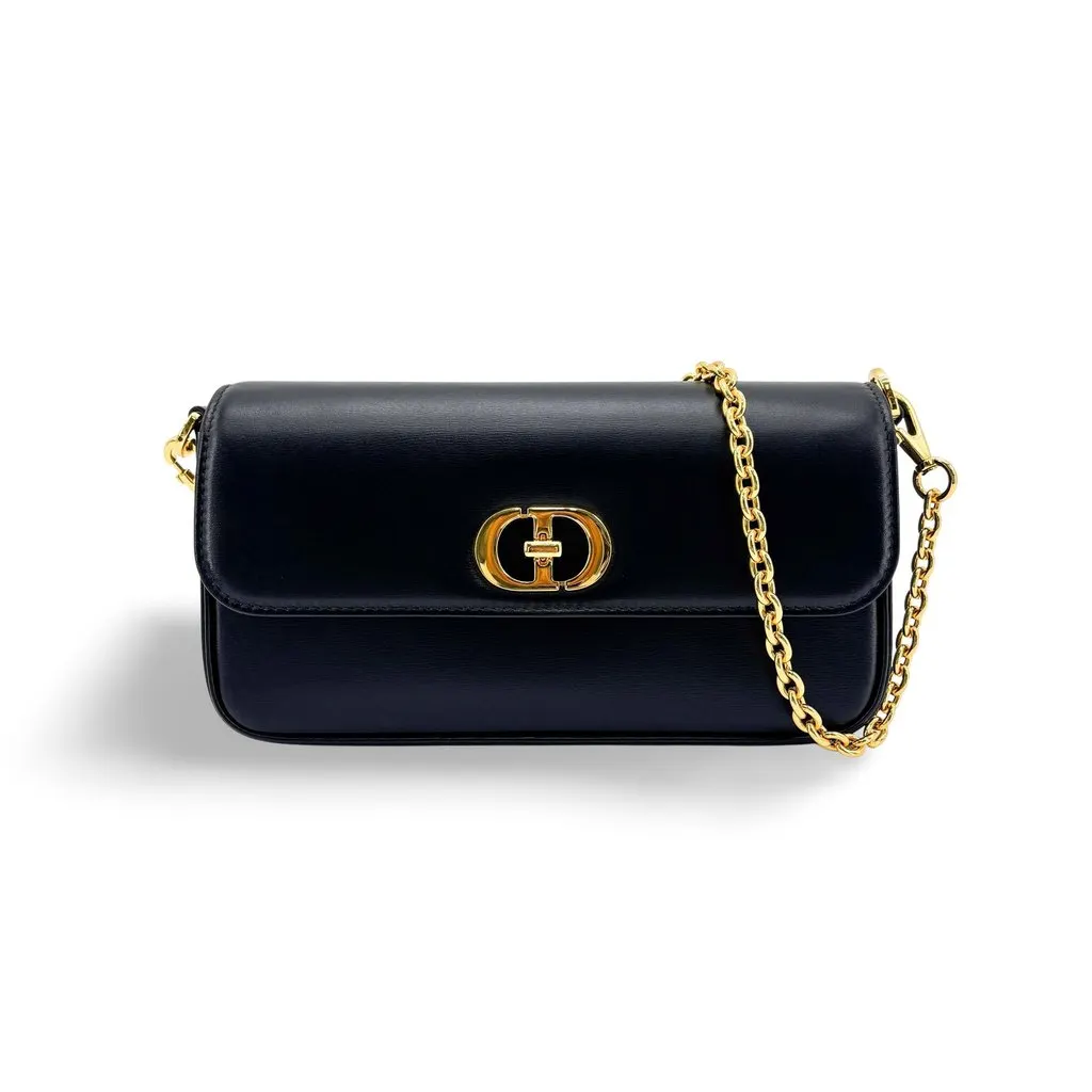 Dior 30 Montaigne Avenue Chain Bag Black Box Calfskin Black Leather Very good - Front View