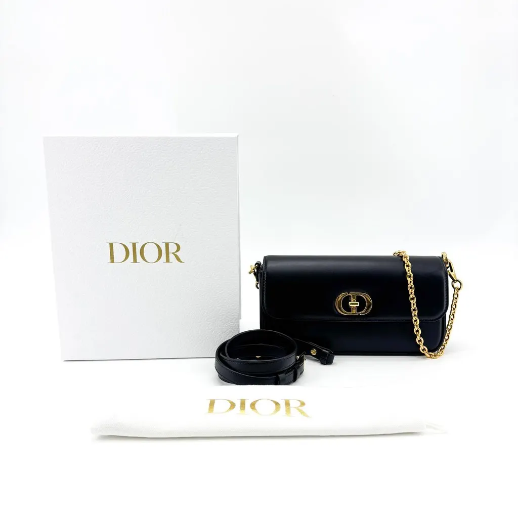 Dior 30 Montaigne Avenue Chain Bag Black Box Calfskin Black Leather Very good - Back View