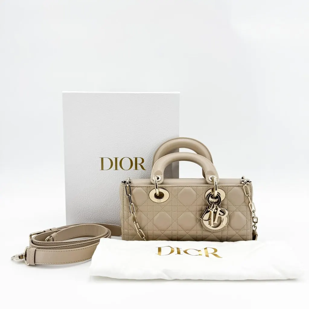 Dior Lady D-Joy Micro Bag Warm Beige Gold Hardware Beige Leather Very good - Back View