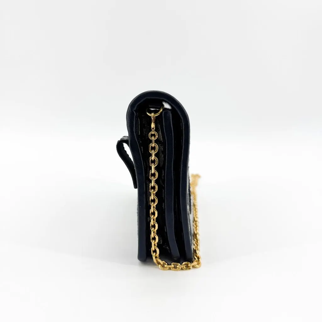 Dior 30 Montaigne Chain Pouch Blue Oblique Beige Jacquard Very good - Box View