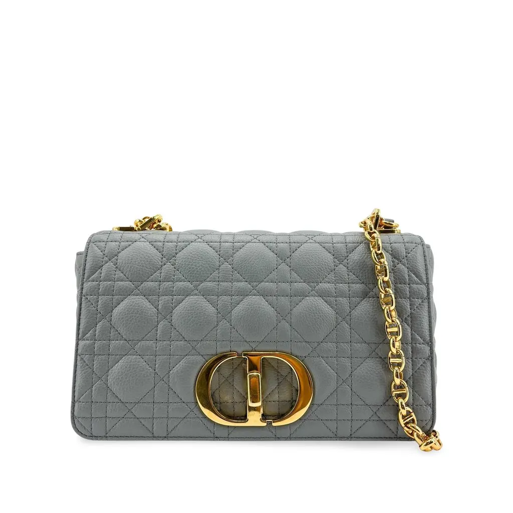 Dior Caro Small Bag Gray Gold-Tone