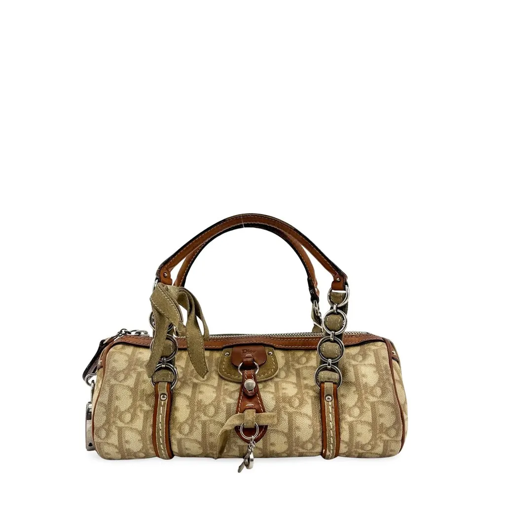Dior Christian Dior Romantique Trotter Mini Boston Bag Brown Beige