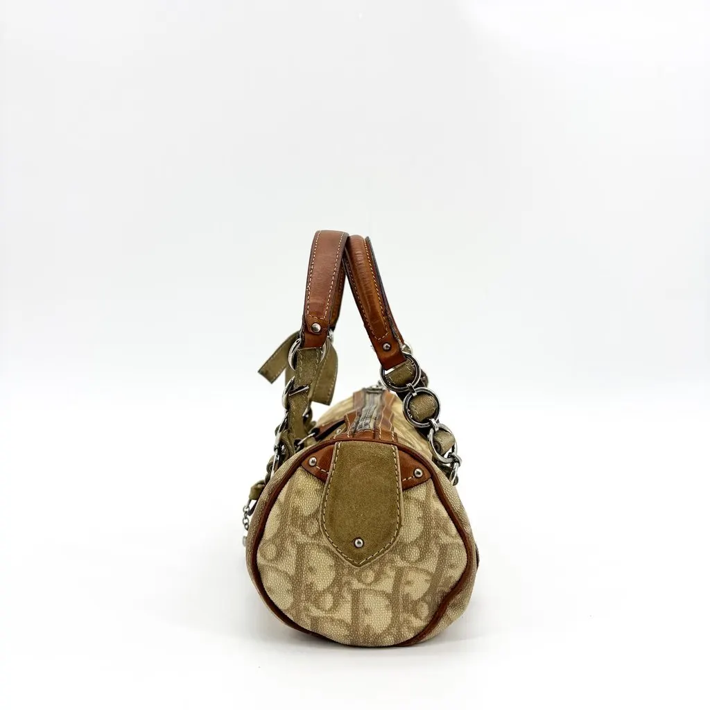 Dior Christian Dior Romantique Trotter Mini Boston Bag Brown Beige Beige Canvas Fair - Inside View