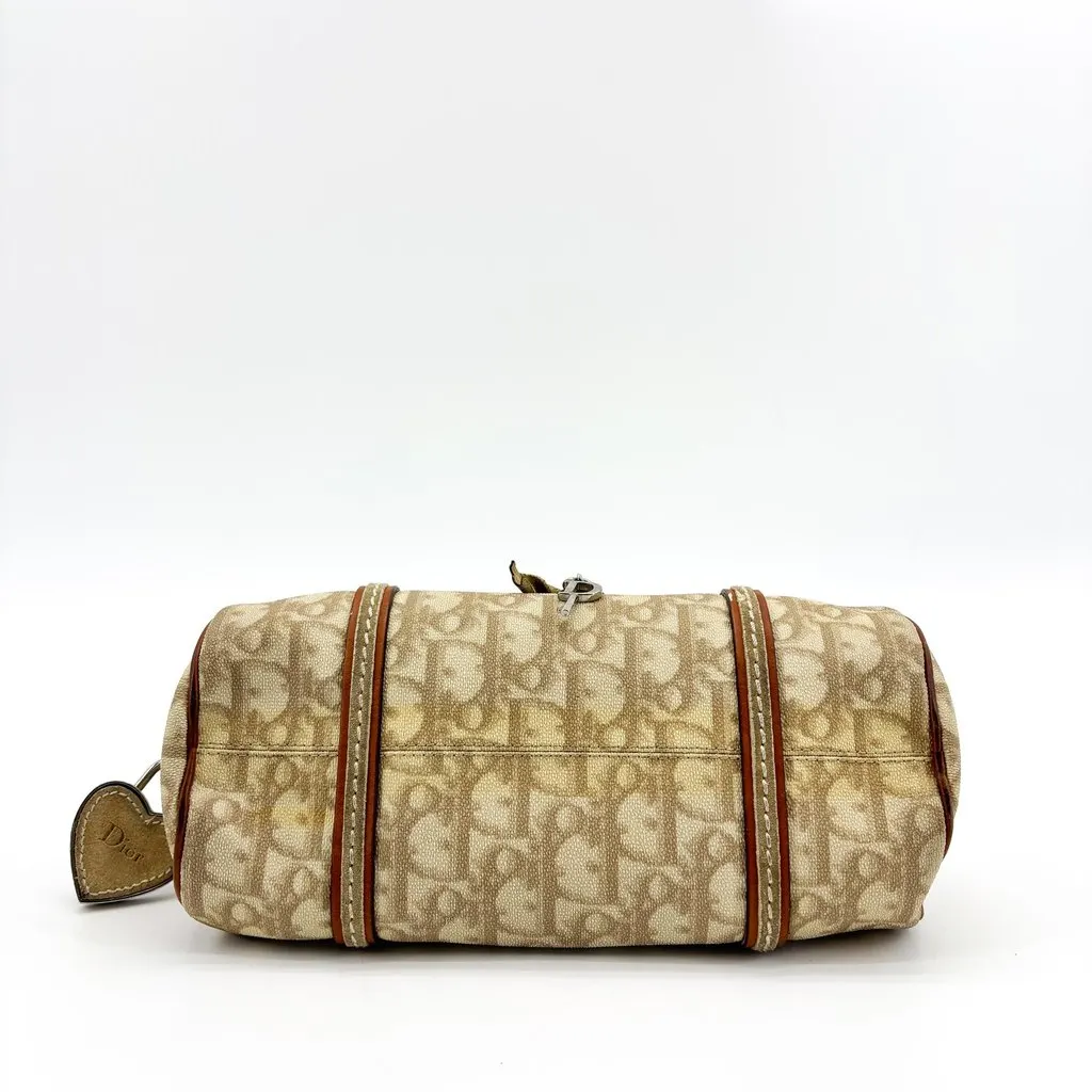 Dior Christian Dior Romantique Trotter Mini Boston Bag Brown Beige Beige Canvas Fair - Box View