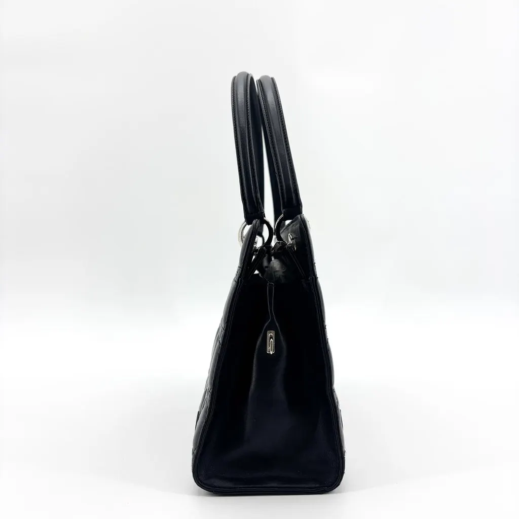 Dior Lady Dior East West Bag Black Lambskin Silver Black Leather Good - Box View