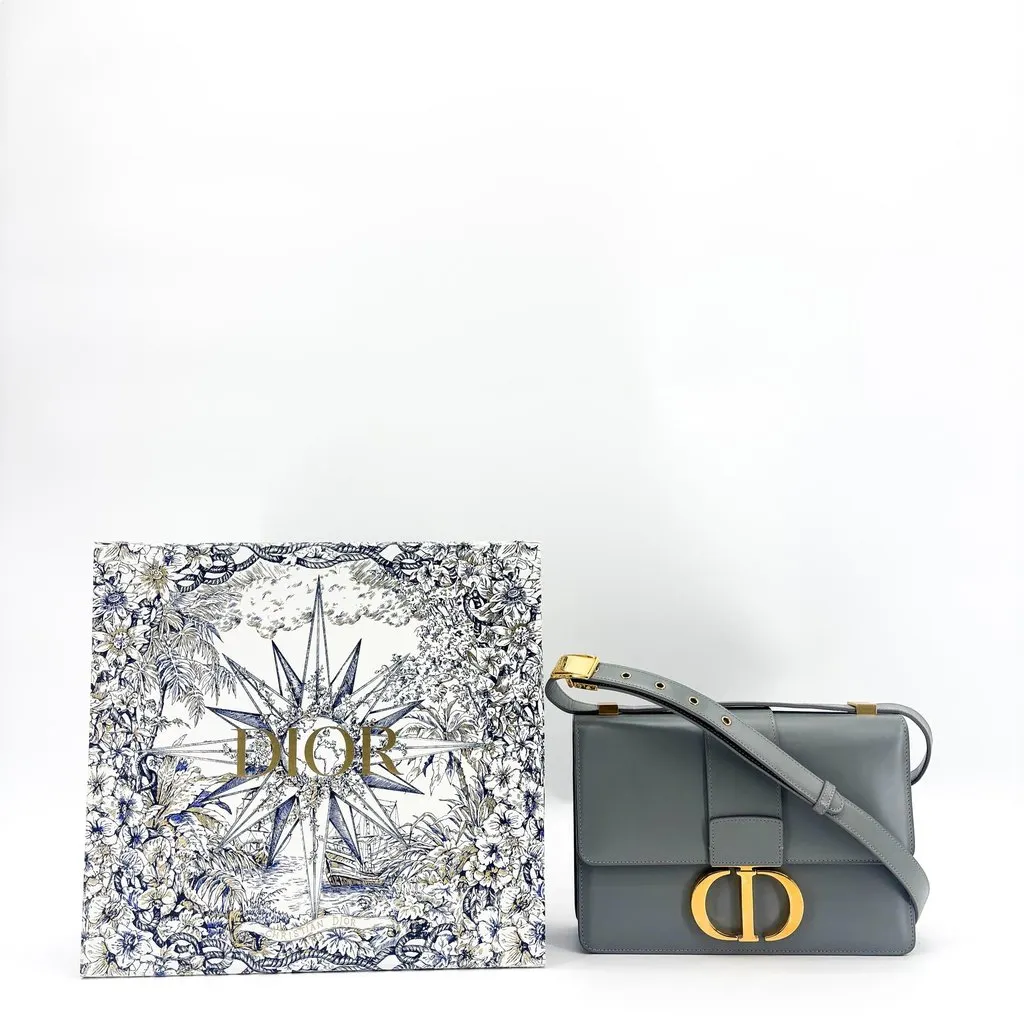 Dior 30 Montaigne Bag Gray Box Calfskin MultiColor Leather Very good - Back View