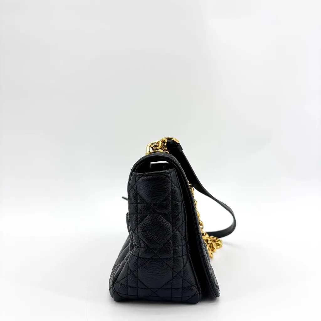 Dior Small Caro Bag Black Gold Black Leather Good - Box View