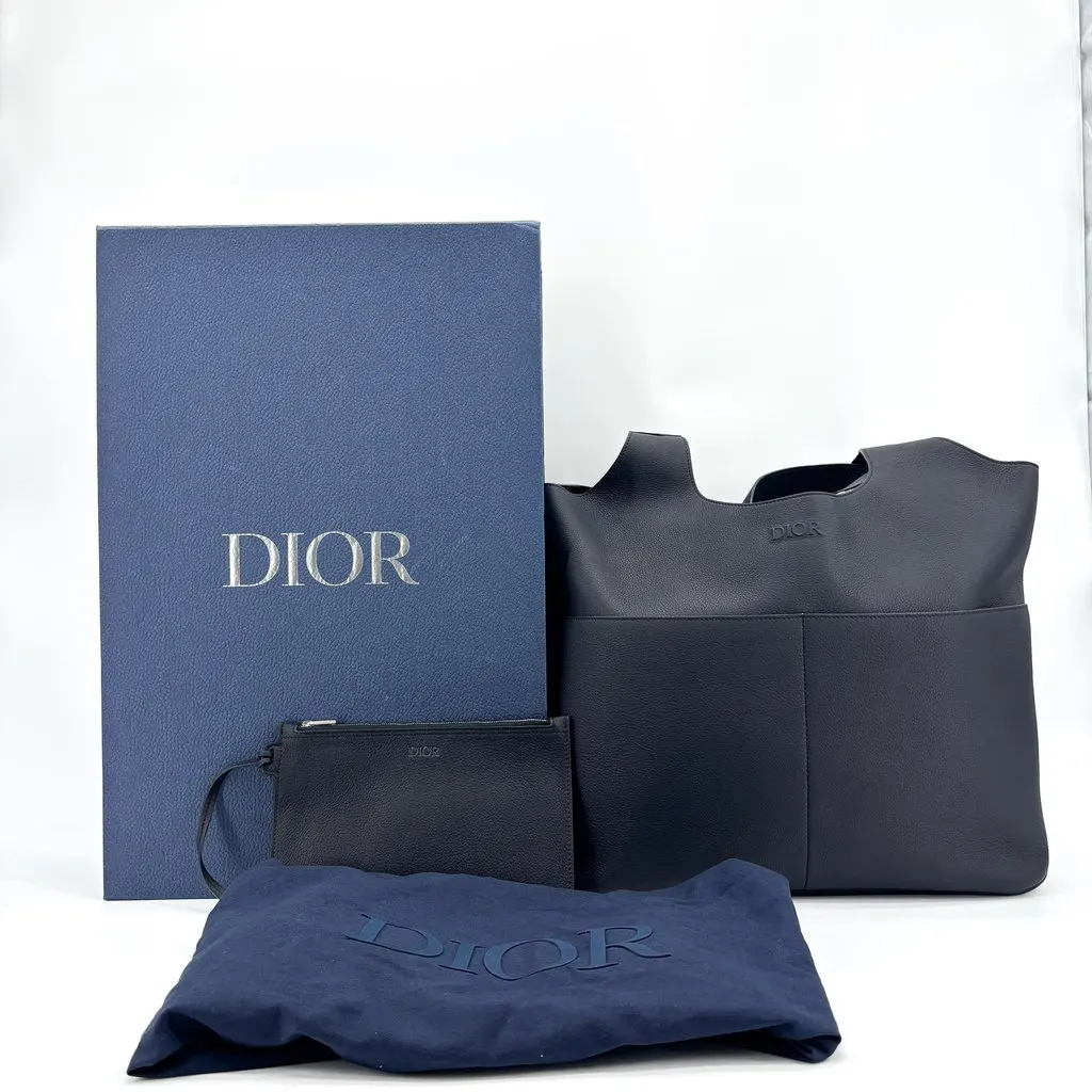 Dior Toujours / Dior Icons Leather Tote Bag in Black Calfsikn Navy Leather Very good - Back View