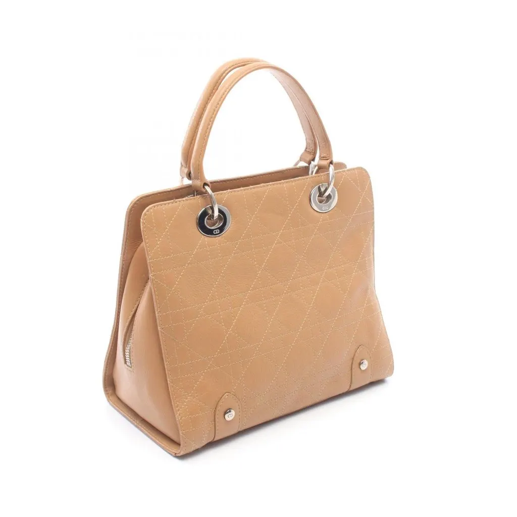 Dior Christian Dior Dior Cannage handbag, calf leather, women's, beige. Beige Leather Good - Back View
