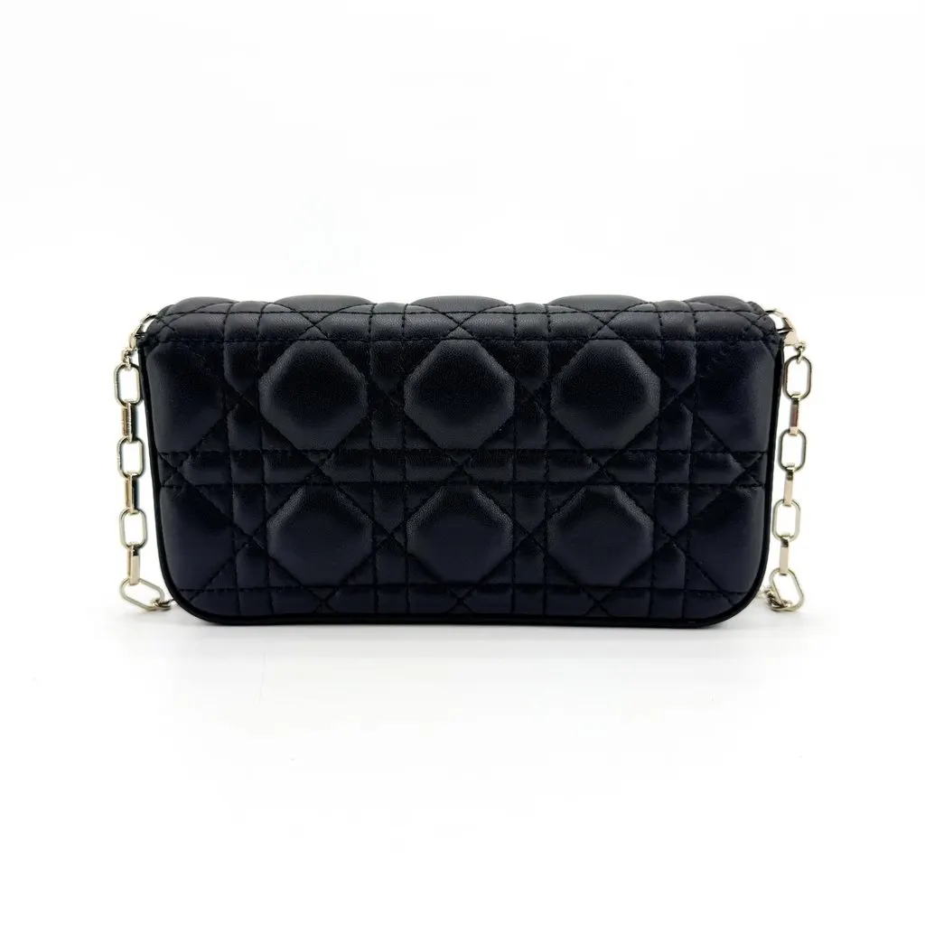 Dior Lady Dior Pouch Black Lambskin Black Leather Very good - Back View