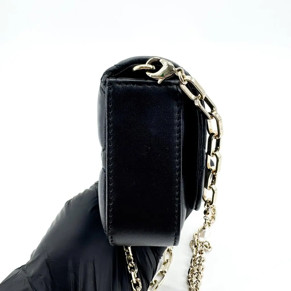 Dior Lady Dior Pouch Black Lambskin Black Leather Very good - Model View