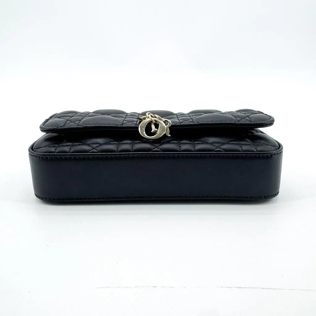 Dior Lady Dior Pouch Black Lambskin Black Leather Very good - Box View