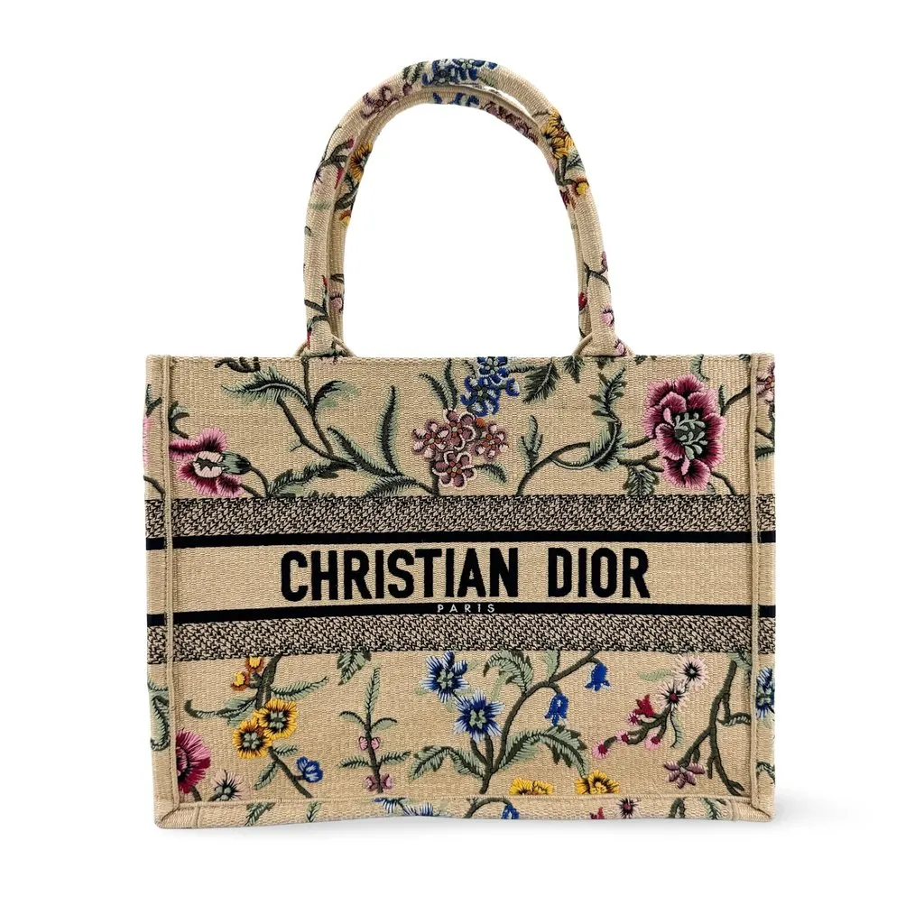 Dior Medium Book Tote Jardin Botanique Beige Multicolor Beige Canvas Very good - Front View