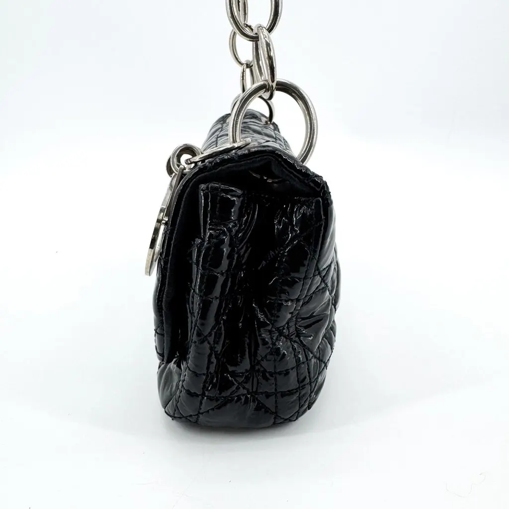 Dior Cannage Patent Babe Shoulder Bag Black Silver Black Leather Good - Inside View