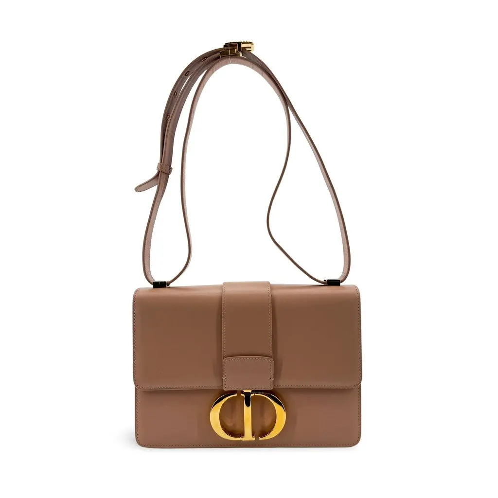 Dior 30 Montaigne Bag Box Calfskin Powder Beige Gold Beige Leather Good - Front View