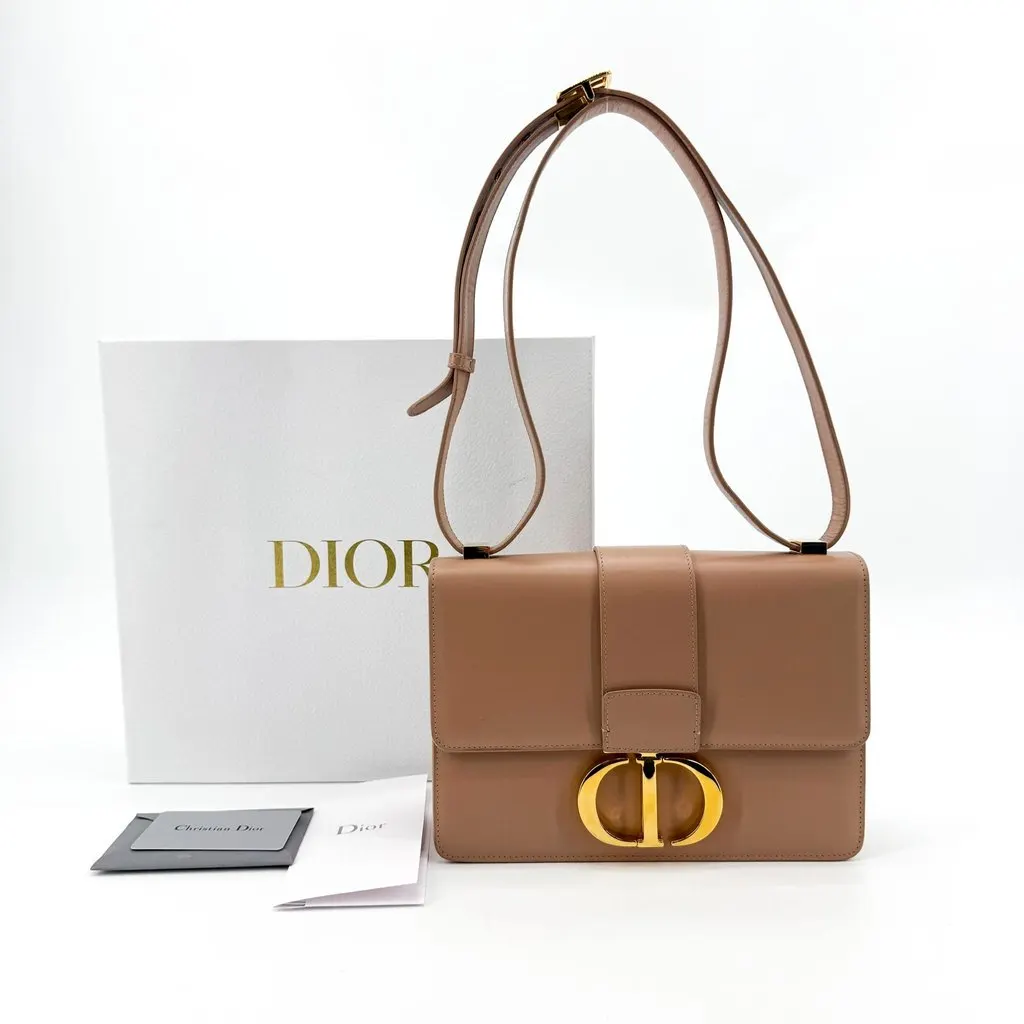 Dior 30 Montaigne Bag Box Calfskin Powder Beige Gold Beige Leather Good - Back View