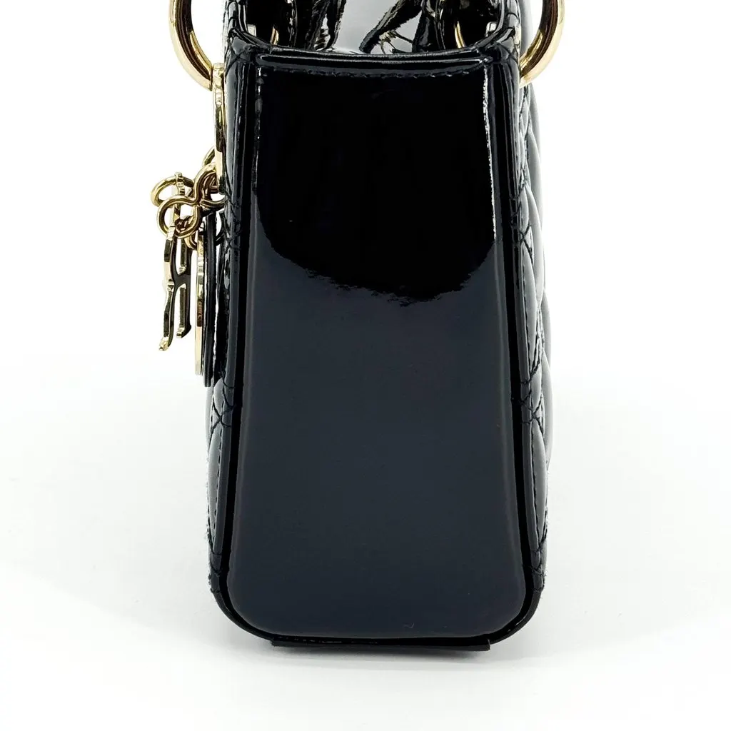 Dior Micro Lady Dior Bag Black Patent Cannage Calfskin Black Leather Very good - Model View